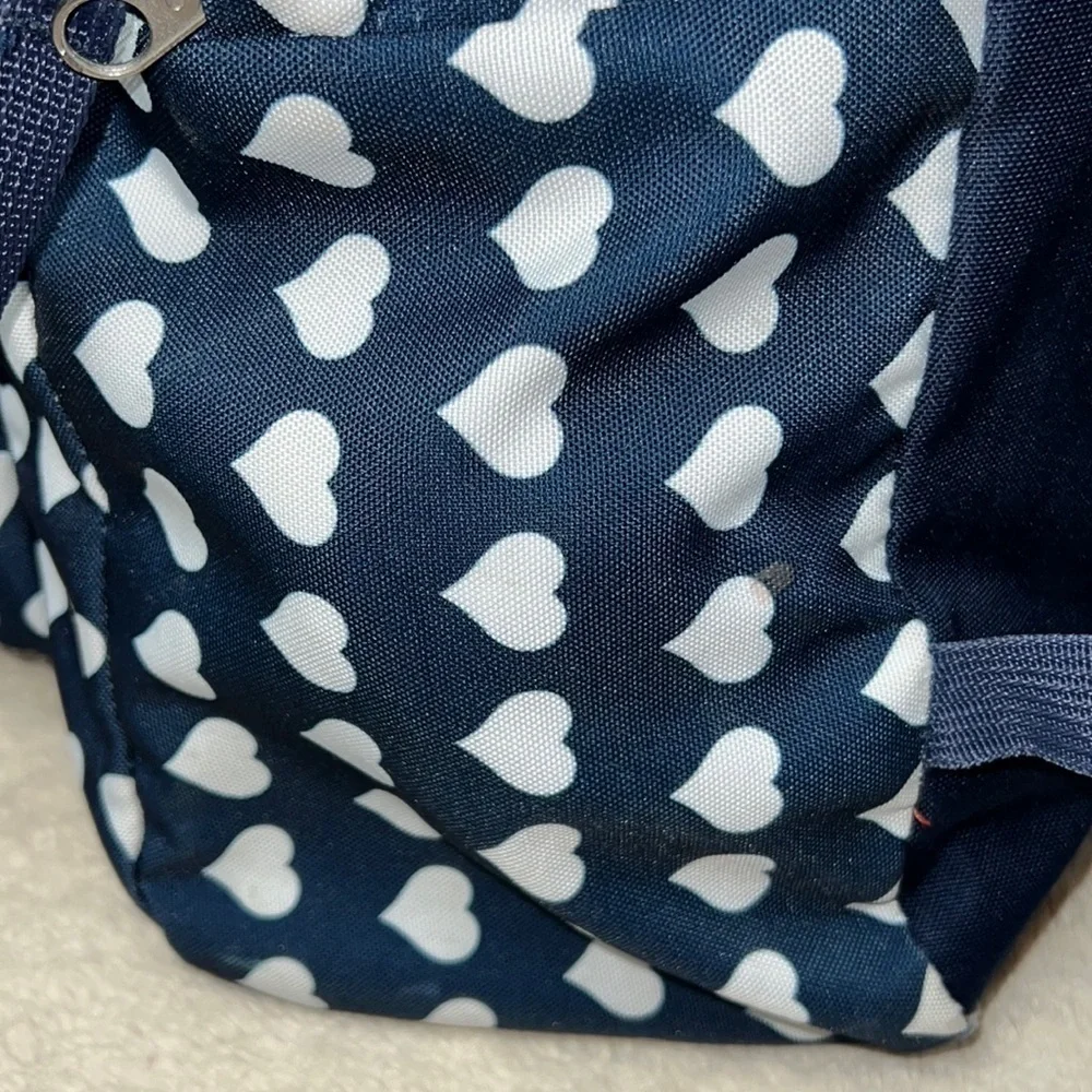 Jansport Superbreak Navy With White Hearts Backpack